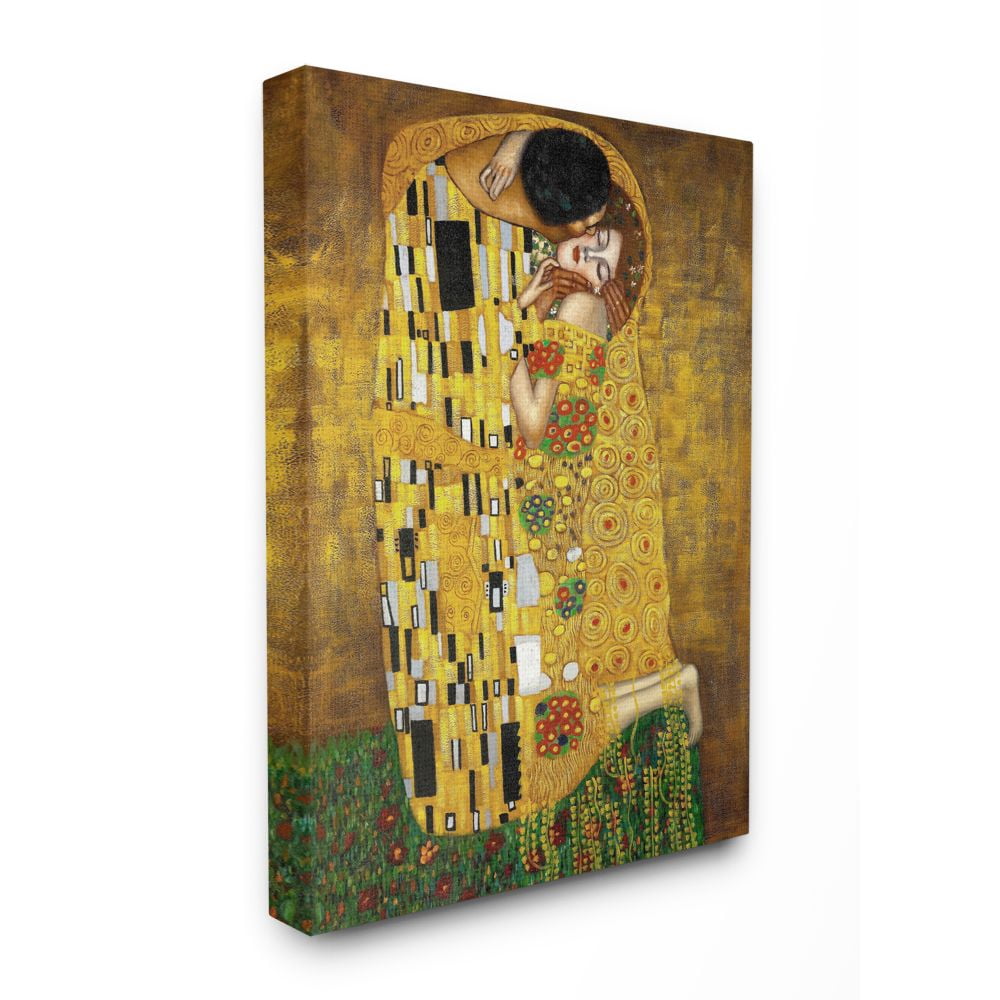 Gustav Klimt Patterned Gold Green Classic Figure 25 in x 31 in Painting Canvas Art Print, by Stupell Home Décor