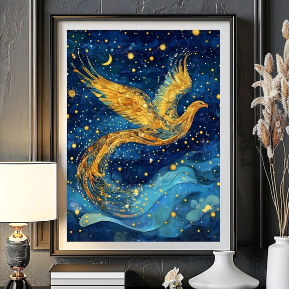 Gustav Klimt Phoenix Print Gustav Klimt Poster Klimt Poster Klimt Sky Moon Stars Art Housewarming Gift Vintage Night Artwork