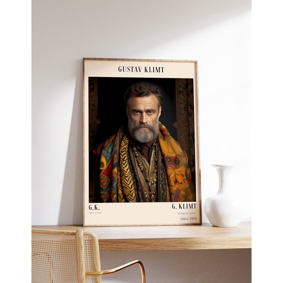 Gustav Klimt Portrait Vintage Exhibition Wall Art Inspirational Quote