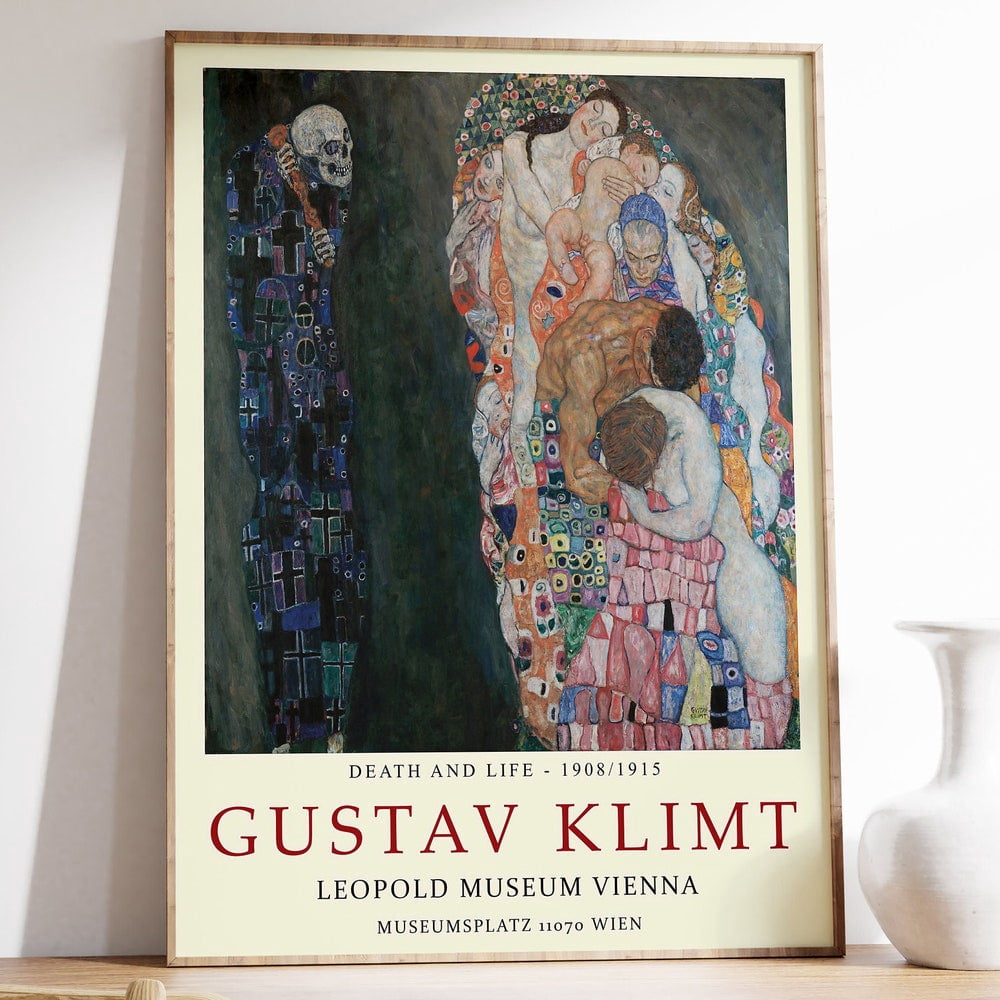 Gustav Klimt Poster, Death And Life, Wall Art Decor, Art Nouveau ...