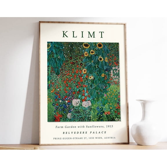Gustav Klimt Poster, Farm Garden With Sunflowers, Exhibition Poster, Art Nouveau, Art Deco, Modern Art Print, Wall Art Decor Wall Art, Modern Wall Decor, 24x36 UNFRAMED