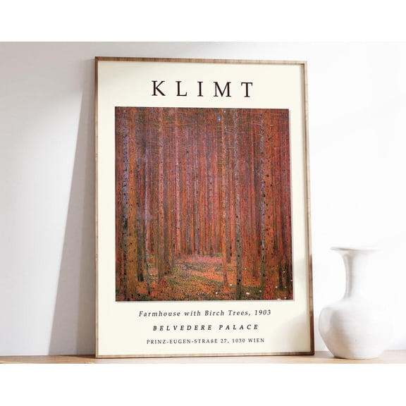 Gustav Klimt Poster, Farmhouse With Birch Trees, Gustav Klimt Art, Floral Decor, Tree Art, Scenery Poster, Exhibition Art Print Wall Art, Modern Wall Decor, 8x12 UNFRAMED