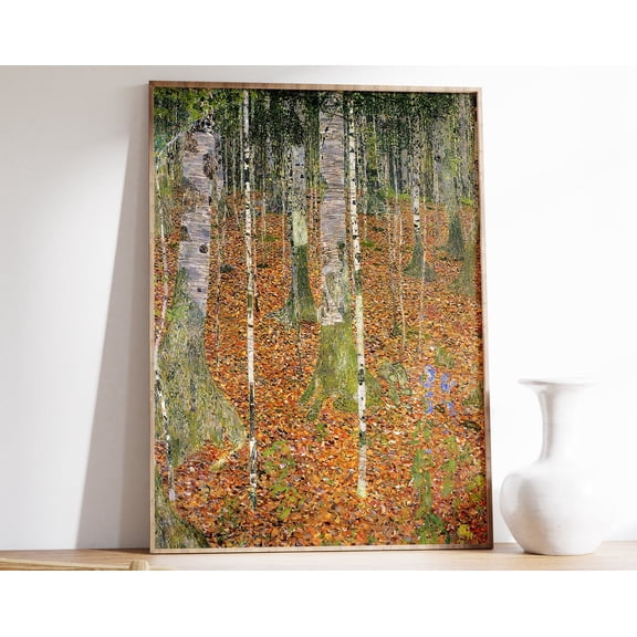 Gustav Klimt Poster Farmhouse With Birch Trees Wall Art Decor Art Nouveau Home Decor Inter