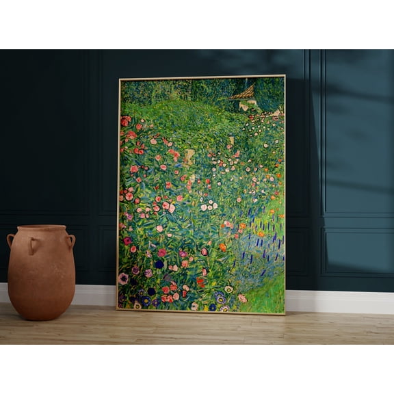 Gustav Klimt Print, Italian Garden Landscape, Botanical Floral, Art Nouveau Poster, Emerald Green Decor, Dark Green Wall Art, Living Room Wall Art, Modern Wall Decor, 8x12 UNFRAMED
