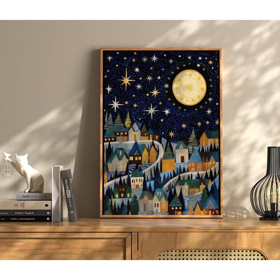 Gustav Klimt Print, Moon And Stars Prints, Starry Night Prints, Gustav Klimt Poster, Gustav Klimt Wall Art, Art Nouveau, Aesthetic Wall Art Poster Unframed