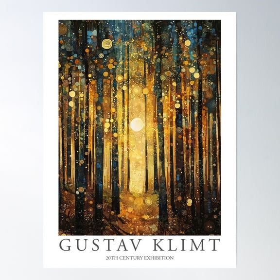Gustav Klimt Print Sun Forest Trees Painting Poster Wall Art, Modern Wall Decor, 24x36 UNFRAMED