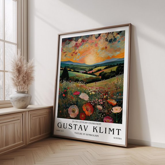 Gustav Klimt Sunset Flower Garden Museum Exhibition Style Art Poster ...