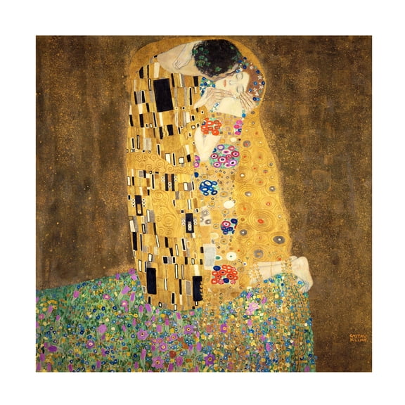 Trademark Fine Art Gustav Klimt The Kiss 1907-8 Canvas Wall Art - 24x24