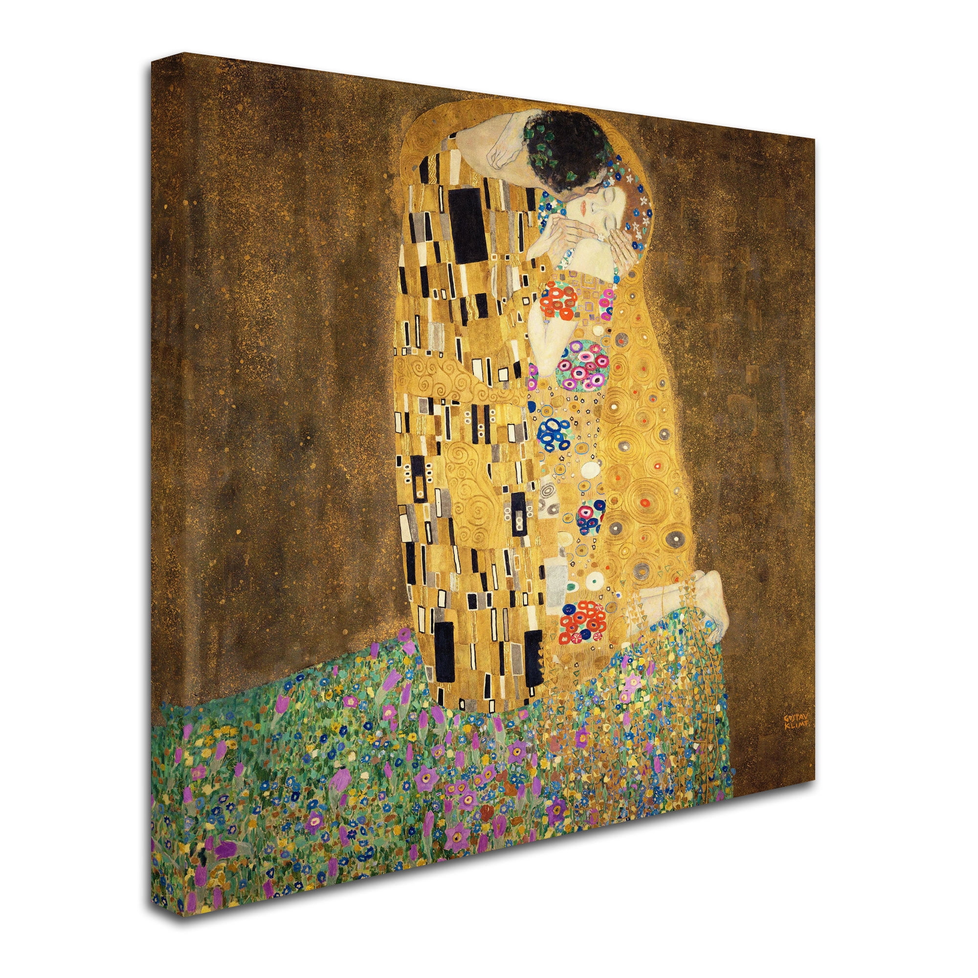 Gustav Klimt 'The Kiss' Golden Tones Abstract Canvas Art 24'' x 24''