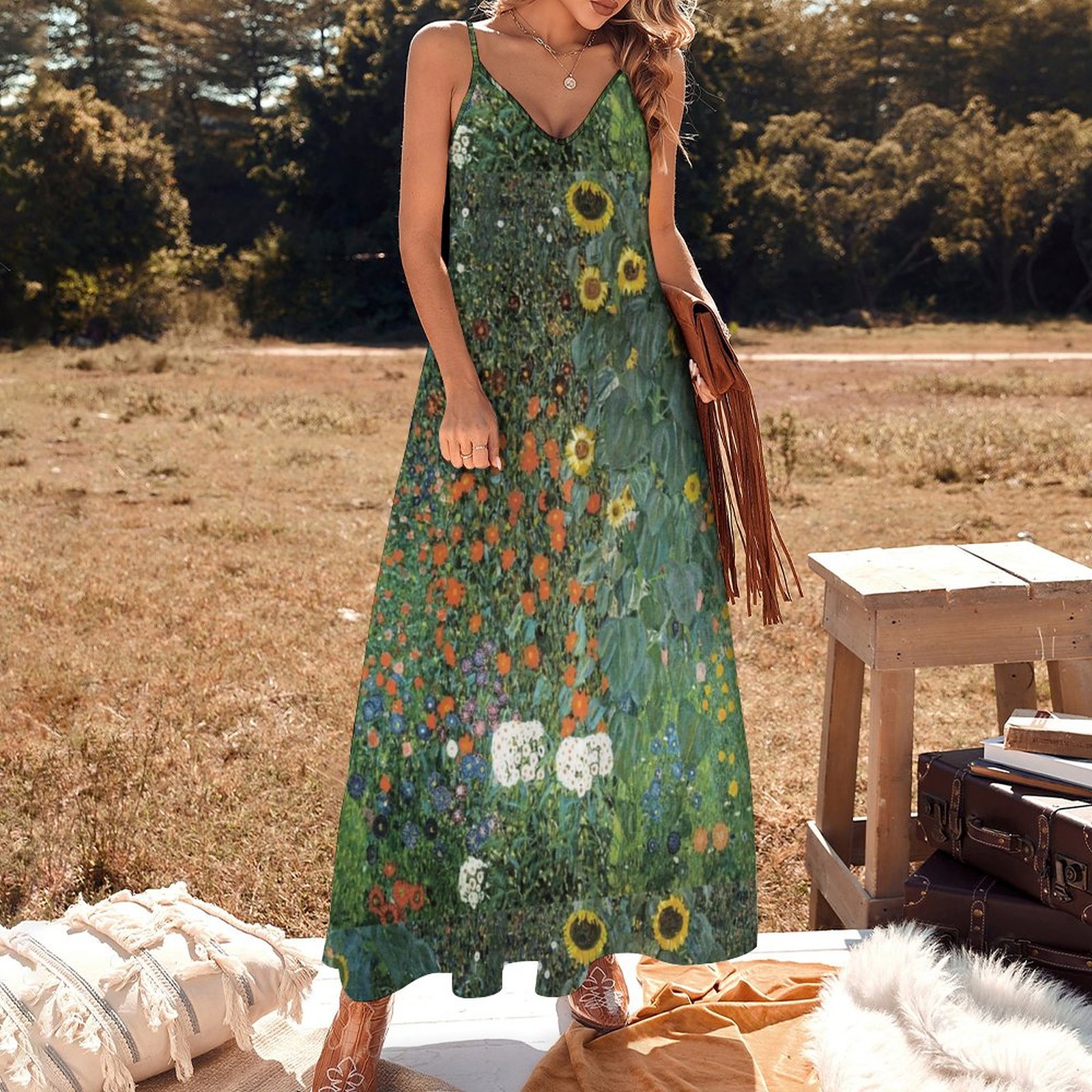 Gustav Klimt - The Sunflower Sleeveless Dress Women dresses summer ...