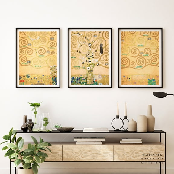 Gustav Klimt Tree Of Life Print Set Gallery Wall Art Home Decor Office Wall Art Set 3