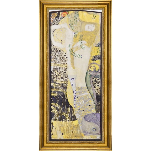 Gustav Klimt Watersnakes - 14" x 28" Framed Premium Canvas Print