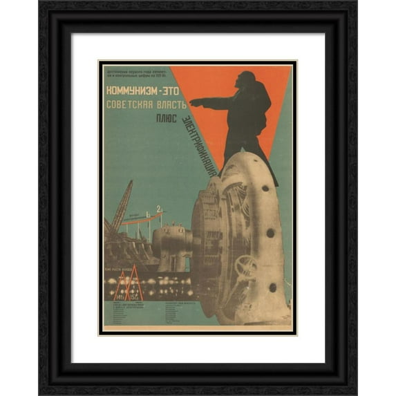 Gustav Klutsis 14x18 Black Ornate Wood Framed Double Matted Museum Art Print Titled - Communism Equals Soviet Power Plus Electrification (1930)