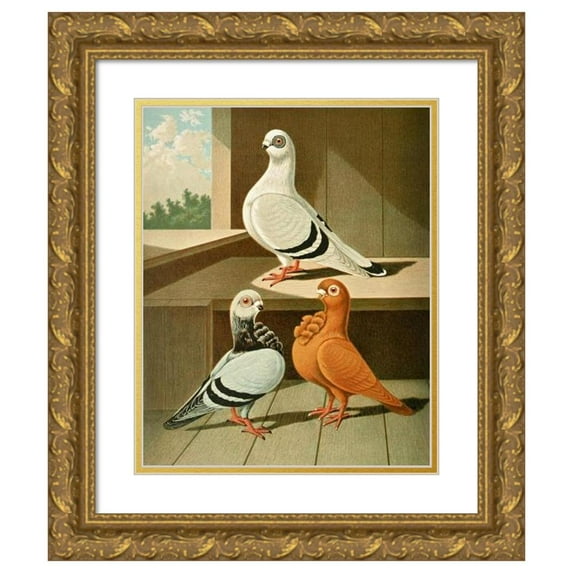 Gustav Prütz 20x24 Gold Ornate Framed and Double Matted Museum Art Print Titled - C. Damascena, C. Bubo Major (1884-1886)
