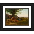 thumbnail image 1 of Gustav Ranzoni 24x18 Black Ornate Framed Double Matted Museum Art Print Titled: Shepherd with Herd at the Lunch Break (1869), 1 of 5