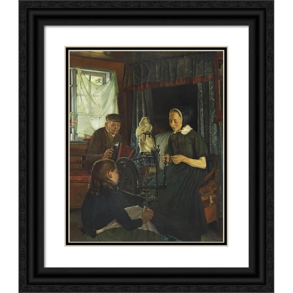 Gustav Vermehren 12x14 Black Ornate Wood Framed Double Matted Museum Art Print Titled: Interior from Hedeboegnen
