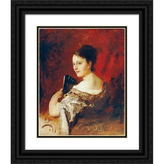 Gustav Wertheimer 15x18 Black Ornate Wood Framed Double Matted Museum Art Print Titled - Theresia Fritz at the Age of About 18 (1879)