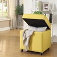 thumbnail image 1 of Gustav Yellow Linen Ottoman - Hidden Storage, Castered Legs, 1 of 2