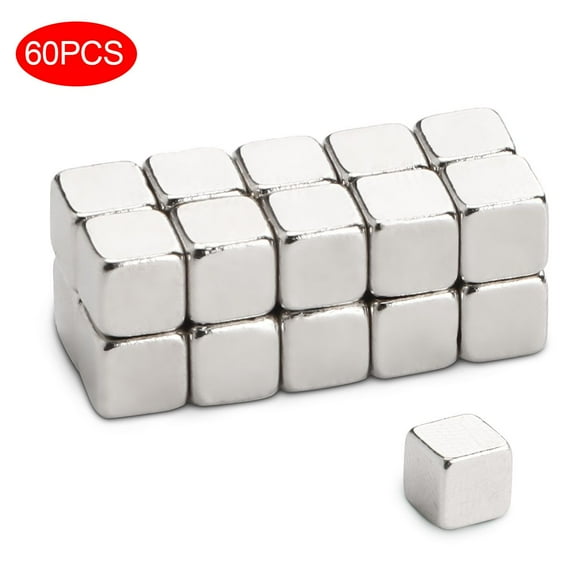 Gustave 0.2 x 0.2 x 0.2 Inch Small Neodymium Rare Earth Magnets N38, Square Permanent Magnets for Fridge DIY Scientific Craft, Pack of 60