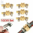 thumbnail image 1 of Gustave 1/2" Brass Garden Water Hose Repair Mender Male and Female Connector with Stainless Steel Clamp, 2 Set, 1 of 12