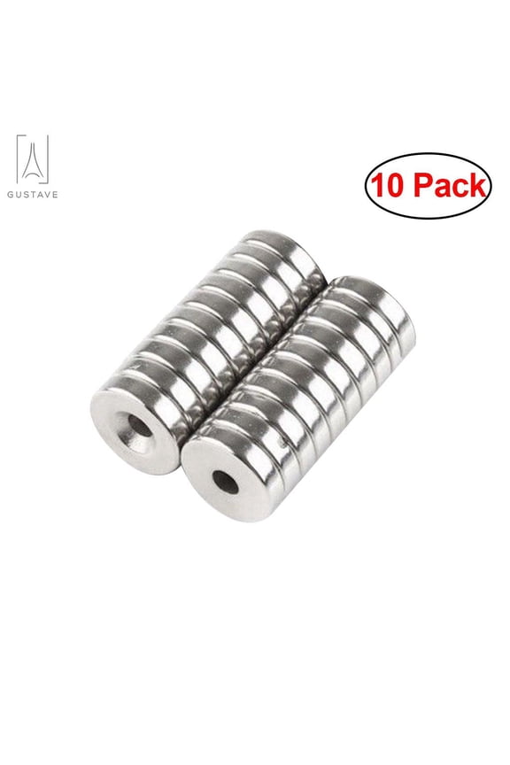 1/2 x 1/8 Inch Neodymium Rare Earth Countersunk Ring Magnets Disc Magnets With Countersunk Hole 0.16 Inch, 10 Pack