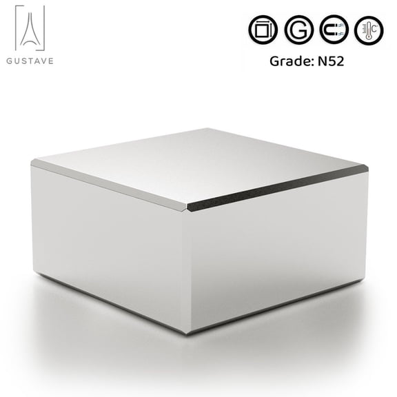 Gustave 1.6 x 1.6 x 0.8 Inch Neodymium Block Magnet Super Strong Permanent Magnet Powerful Rare Earth Magnets N52 Large Size