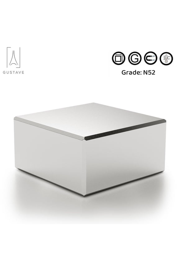 1.6 x 1.6 x 0.8 Inch Neodymium Block Magnet Super Strong Permanent Magnet Powerful Rare Earth Magnets N52 Large Size