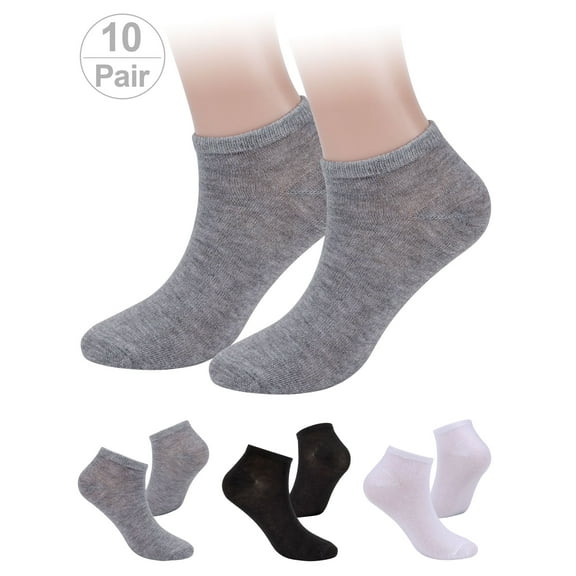 Gustave 10 Pairs Ankle Socks Low Cut Cotton Athletic Running Socks Casual No-Show Socks for Men and Women (Gray)
