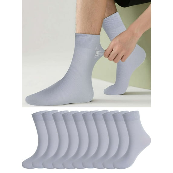Gustave 10 Pairs Silk Dress Socks for Men Sheer Ankle Socks Unisex Soft Thin Breathable Formal Business Casual Socks, Gray