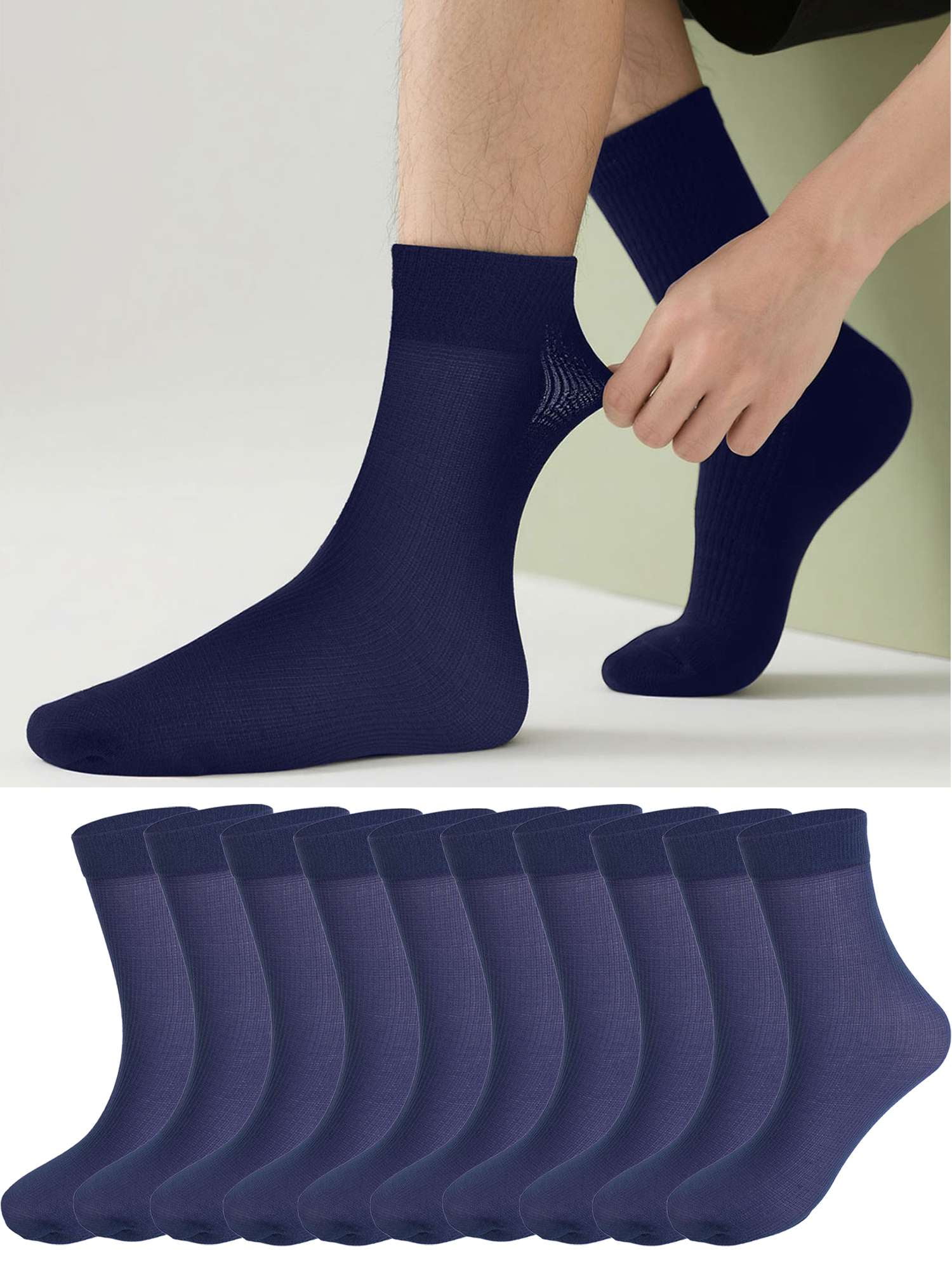 Gustave 10 Pairs Silk Dress Socks for Men Sheer Ankle Socks Unisex Soft Thin Breathable Formal Business Casual Socks, Navy Blue, Adult Unisex, Size: Gustave 10 Pairs Silk Dress Socks for Men Sheer Ankle Socks Unisex Soft Thin Breathable Formal Business Casual Socks, Navy Blue, Adult Unisex, Size: