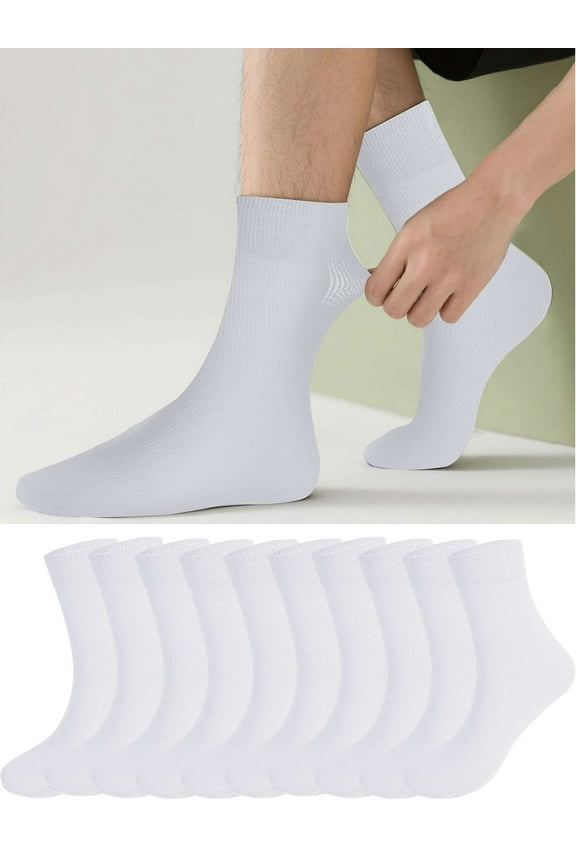 10 Pairs Silk Dress Socks for Men Sheer Ankle Socks Unisex Soft Thin Breathable Formal Business Casual Socks, White