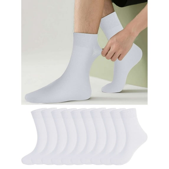 Gustave 10 Pairs Silk Dress Socks for Men Sheer Ankle Socks Unisex Soft Thin Breathable Formal Business Casual Socks, White