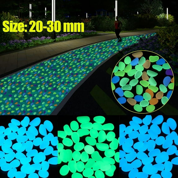 Gustave 100Pcs Luminous Pebbles Stones Glow in The Dark Garden Pebbles Rocks for Home Indoor Outdoor Walkways Path Patio Lawn Yard Fish Tank Decor "Colorful"