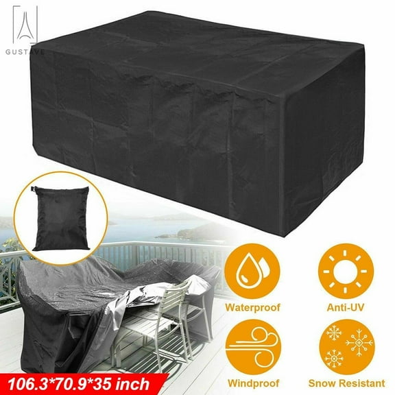 Gustave 106.3' x 70.9' x 35' Black Outdoor Furniture Set Cover, Waterproof
