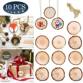 Wooden Christmas Ornaments, 50 Pcs Christmas Crafts for Kids, 5 Styles DIY  Christmas Ornaments Kit with 50 Strings, Unfinished Wood Slice for Hanging