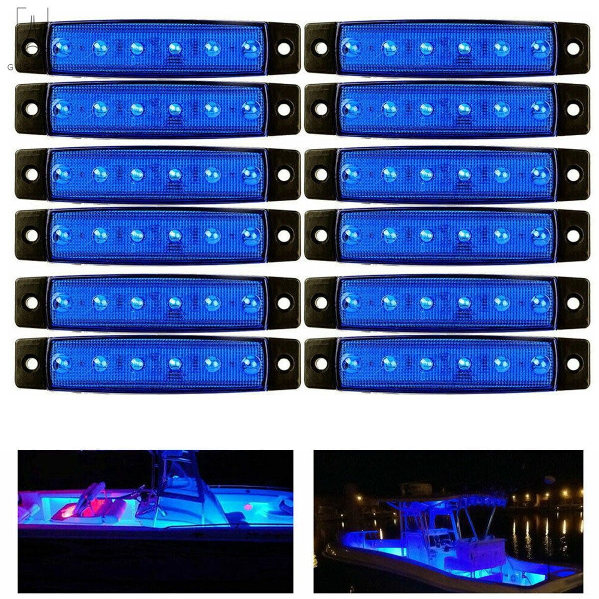 Gustave 12PCS Marine Boat Lights, Blue LED Interior Lights for Boat Deck Courtesy Cockpit Decoration Light, 12V Waterproof Boat Navigation Lights for Bow and Stern, Kayak Lights
