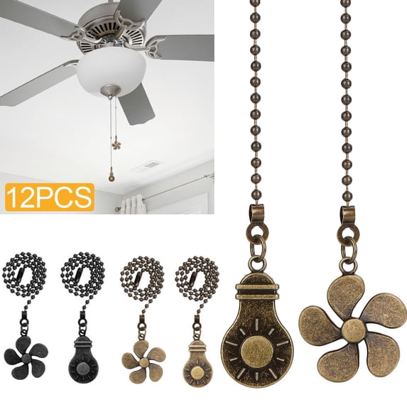Gustave 12Pcs Ceiling Fan Pull Chain Extender Beaded Ball Pull Chains Extension 12 Inch Fan Pull Chain Bronze Pendant Ornament with Connector