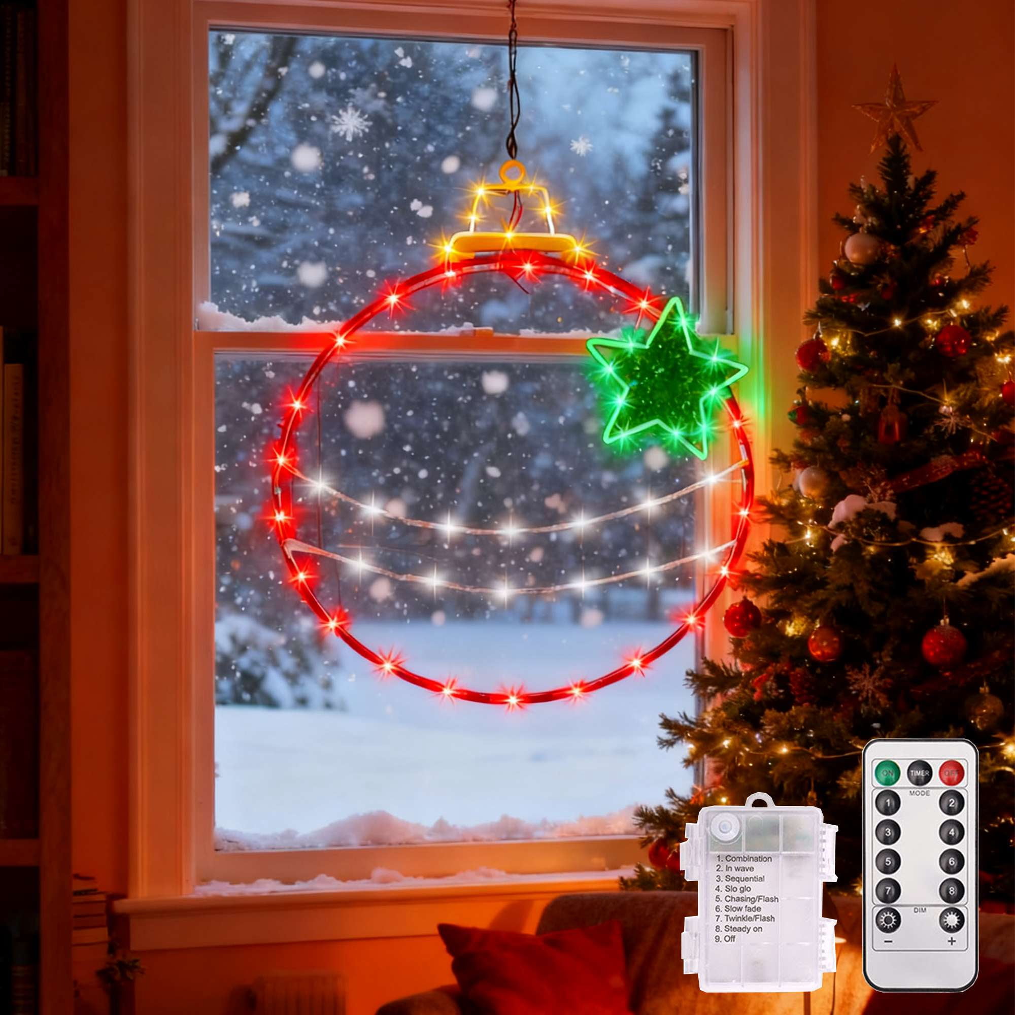 Gustave 14.2in Christmas Window Silhouette Lights Decorations Hanging ...