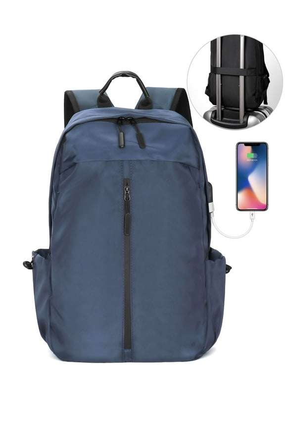 15.6 Inch Travel Laptop Backpack for Men Women Waterproof Oxford Business Computer Bag Large Capacity Casual Bookbags Daypack with USB Charging Port "Blue"
