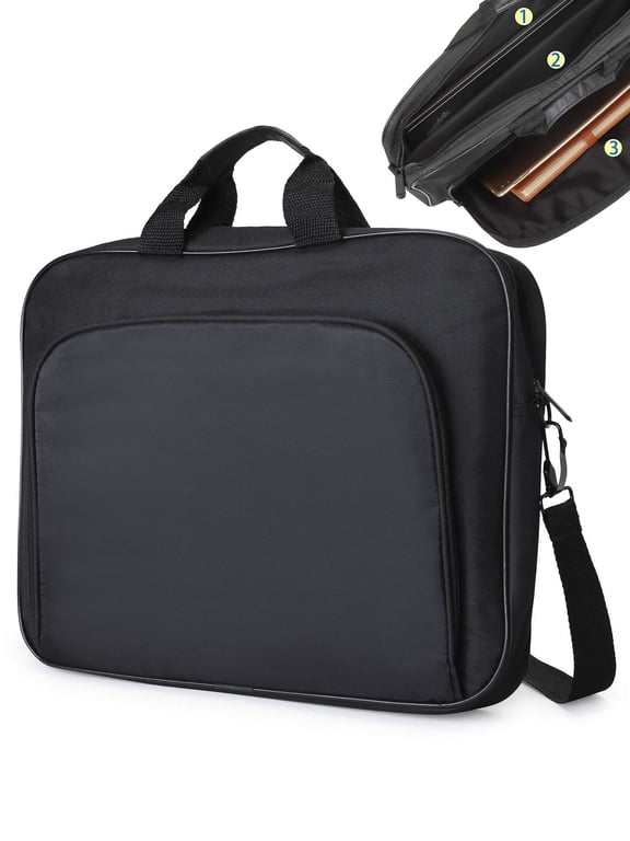 15 Inch Laptop Bag Sleeve Case Computer Shoulder Bag Nylon Waterproof Messenger Laptop Carrying Briefcase Handbag with Strap for Men Women "Black"
