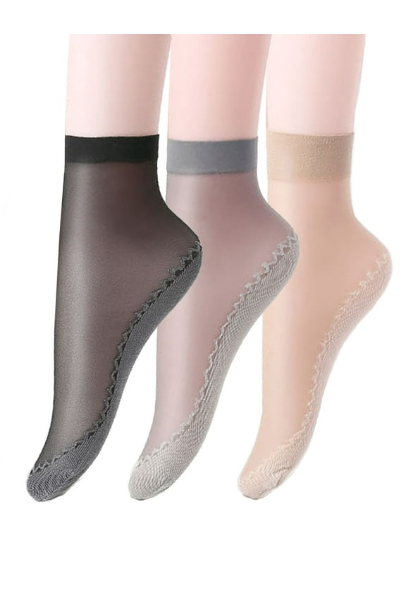 15 Pairs Ankle High Mesh Sheer Socks for Women Anti-Slip Cotton Sole Silk Nylon Socks Soft Elastic Thin Transparent Socks for Summer "Black+Gray+Beige"