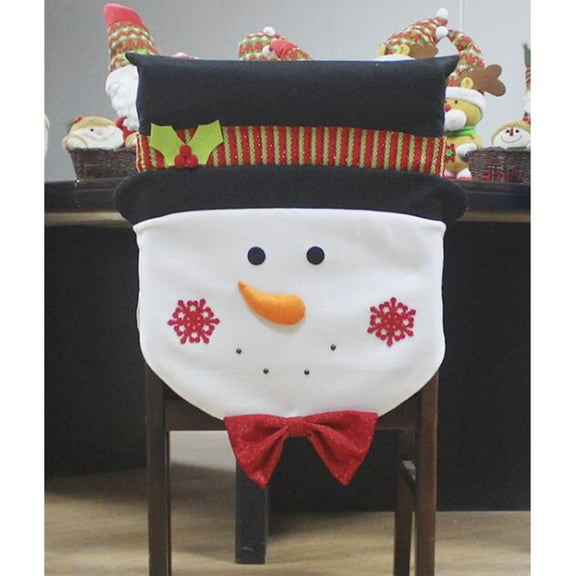 Gustave 1Pack Christmas Chair Cover Soft Santa Snowman Chair Back Covers for Dining Room Holiday Party Home Decor Chair Slipcovers "Snowman"