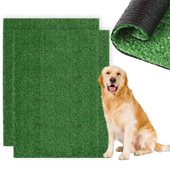 Gustave 2 Pack Artificial Dog Grass Pee Pads Puppy Potty Training Pads Washable Reusable Pet Fake Grass Mat Turf Rug for Dogs Indoor Outdoor, Easy to Clean, 20x16 in