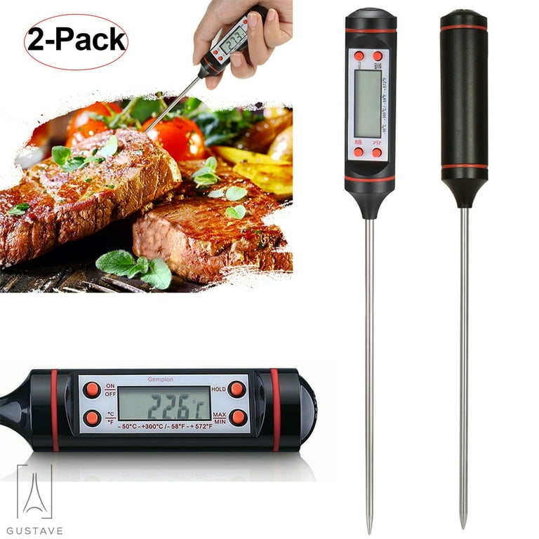 Gustave 2-Pack Digital Electronic Food Thermometer, Long Probe Digital  Instant Read Meat Thermometer for Grilling Smoker BBQ Kitchen Thermometer 