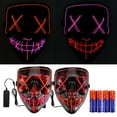 thumbnail image 1 of Gustave 2 Pack Halloween Masks Scary Face Mask 4 Modes LED Light up Cosplay Masks for Adult Festival Party Costume, 1 of 8