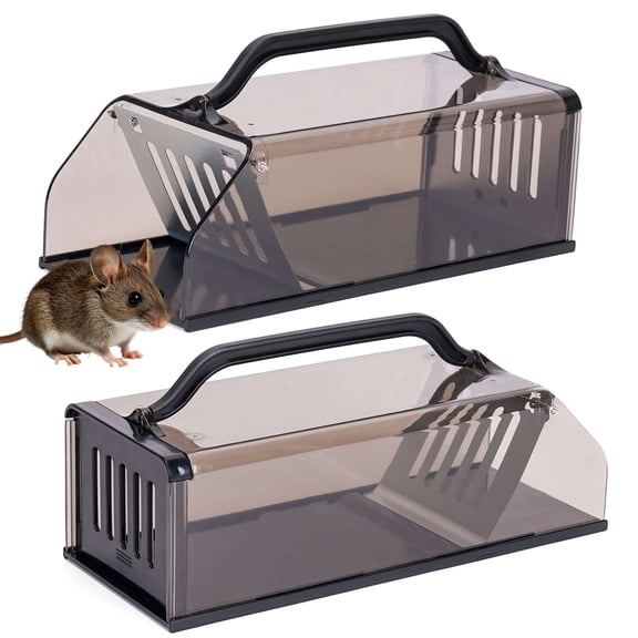 Gustave 2 Pack Humane Rat Traps Catch and Release Transparent Mouse Cage Reusable Live Mice Trap for Indoor Outdoor