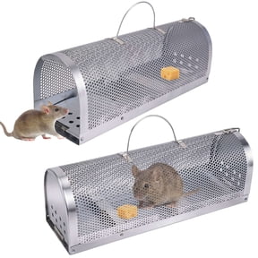 Gustave 2 Pack Rat Traps Humane Catch and Release Mouse Cage Traps for Home Indoor Outdoor