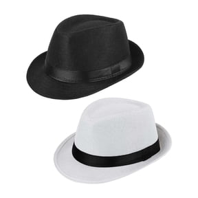 Gustave 2 Pack Short Brim Fedora Straw Hat for Men Women Classic 1920s Trilby Panama Hat Beach Sun Hat for Summer Casual Travel Gatsby Party