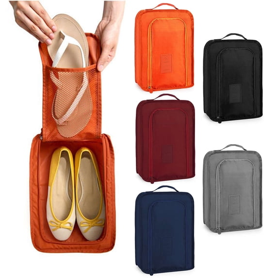 Gustave 2 Pack Travel Shoe Bags Foldable Waterproof Shoe Storage Organizer Packing Cubes Portable Shoes Pouch for Luggage with Zipper & Handle Holds "Orange"