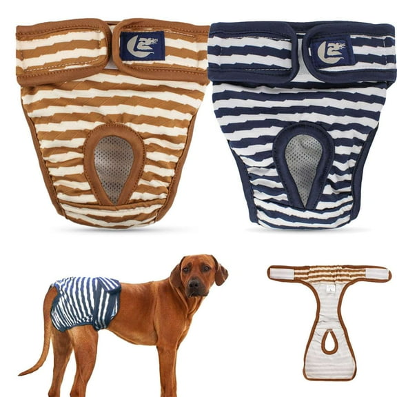 Gustave 2 Pack Washable Female Dog Diapers Reusable Doggie Diaper Wraps Highly Absorbent No Leak Pet Physiological Pant Sanitary Panties for Small Medium Large Girl Dogs